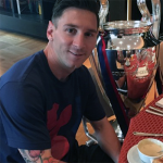 Messi aan het ontbijt met de Europa Cup